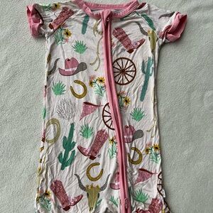 Little Sleepies Pink Ready to Rodeo Shorty Bamboo Romper 12–18m Western